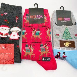 NEW Hot Sox Bundle 3 Pair Holiday Christmas Socks Ice Skating New York Gifts